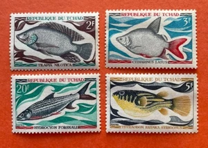 TCHAD TROPICAL FISH STAMPS SET OF FOUR POSTAGE UNUSED. MNH - Picture 1 of 5