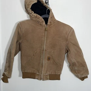 Carhartt Youth Boys Jacket Coat Hood Quilt Lined Brown Med (8) - Picture 1 of 7
