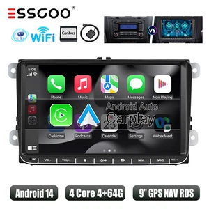 9" Autoradio Android 14 4+64G Carplay GPS NAV BT Für VW Golf MK5 6 Touran Tiguan - Bild 1 von 14