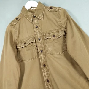 Abercrombie & Fitch Hemd Herren Medium Khaki Muscle Irregular Utility Military - Bild 1 von 18