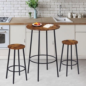 3 Piece Small Round Dining Table Set for Kitchen Breakfast Nook Counter Height - Picture 1 of 18