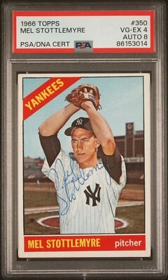 Mel Stottlemyre 1966 Topps #350 "Autograph" - PSA/DNA 4 - NM-MT 8 Auto - Yankees - Image 1 of 2