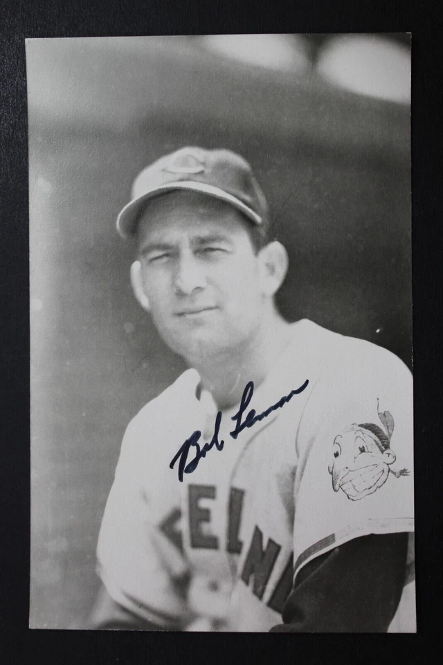 Bob Lemon (d.2000) Cleveland Signed Autographed 3x5 Photo Rowe Postcard JSA - Image 1 of 4