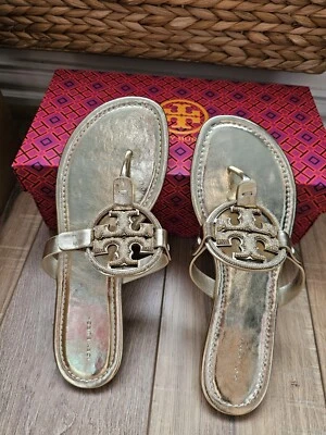 Sandalia Tory Burch MILLER SANDALIA Pave Cuero Metálico Sandalia Oro Chispa Talla 11 (Nueva) Foto 1 de 4