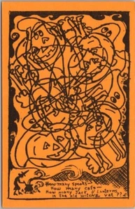 Juego de cómic/puzzle de Halloween 1984 postal "Susie's Post Cards" firmado por artista - Imagen 1 de 2