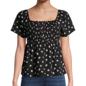 Neu mit Etikett No Boundaries Juniors Flatter Ärmel gesmockt Top - Bild 1 von 7