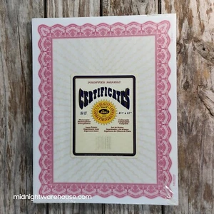 Red/Carmine Blank Award Certificate Printer Paper w/Gold Ribbons GOES 34605 25pk - Picture 1 of 2