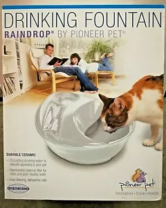 Raindrop Ceramic Pioneer Pet Cat Dog Water Drinking Circulating Fountain - Picture 1 of 11