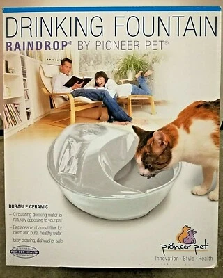 Raindrop Ceramic Pioneer Pet Cat Dog Water Drinking Circulating Fountain  - Image 1 of 4