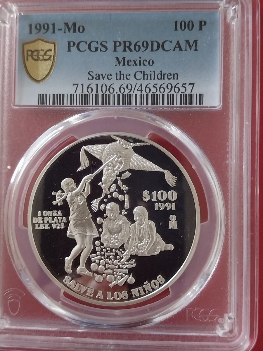 PCGS]メキシコ1991年独立の天使1onzaLibertad銀貨 9361