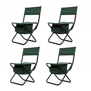 Foldable Outdoor Chairs with Storage Bag, Set of 4 Patio Lawn Chairs, Green - Picture 1 of 8