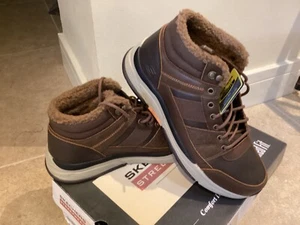 SKECHERS MENS BENAGO VOREN HI TOP TRAINERS BRAND NEW 9UK BROWN BOXED - Picture 1 of 6