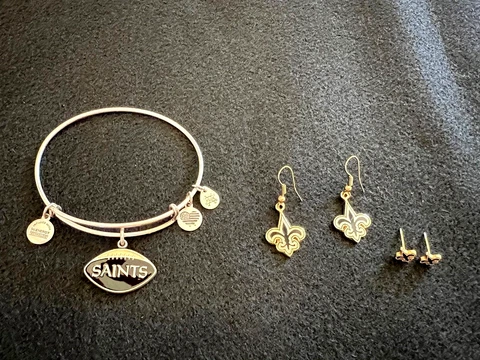Alex & Ani New Orleans Saints Wire Bangle  Bracelet & NFL Football Earrings Cover
