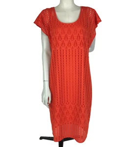 Table Eight Dress Orange Size 14 Pencil Short Cape Cross Over Back Sleeves Lined - Picture 1 of 14