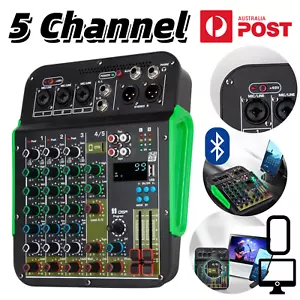 5 Channel Audio Mixer Bluetooth Sound Console DJ Live Stereo Mixing Record USB - Picture 1 of 16