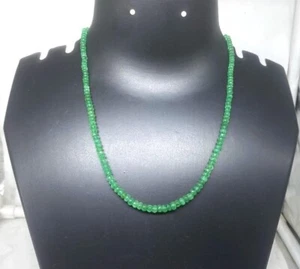 AAA+ Genuine Emerald Smooth Rondell Gemstone Beaded Women Success Necklaces 24'' - Picture 1 of 18