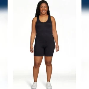 Love & Sports Seamless Ribbed Romper Womens Size XL Shorts One-Piece Black Tank - Picture 1 of 11