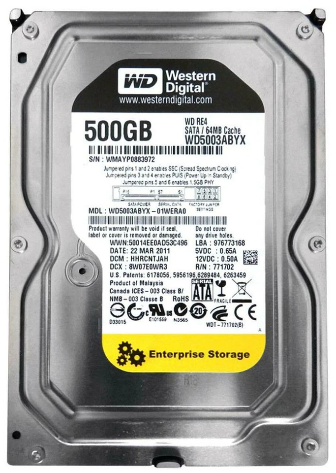 Western Digital WD5003ABYX RE4 3.5" 500GB 7200 RPM SATA Internal Desktop HDD - Image 1 of 1