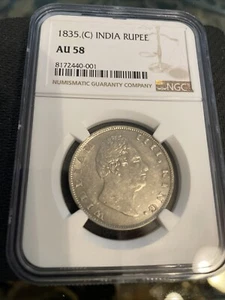 India - British India - 1835-C William IV - Rupee - NGC-AU58 - LOOKS FULLY UNC! - Picture 1 of 5