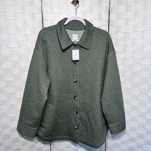 J. Jill Women's Quilted Soft Green Shirt Jacket Size XL Petite Pastel Classic - Picture 1 of 12