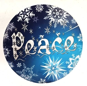 Peace Christmas Stars Snowflakes Novelty Metal Circular Sign 12" Round - Picture 1 of 4