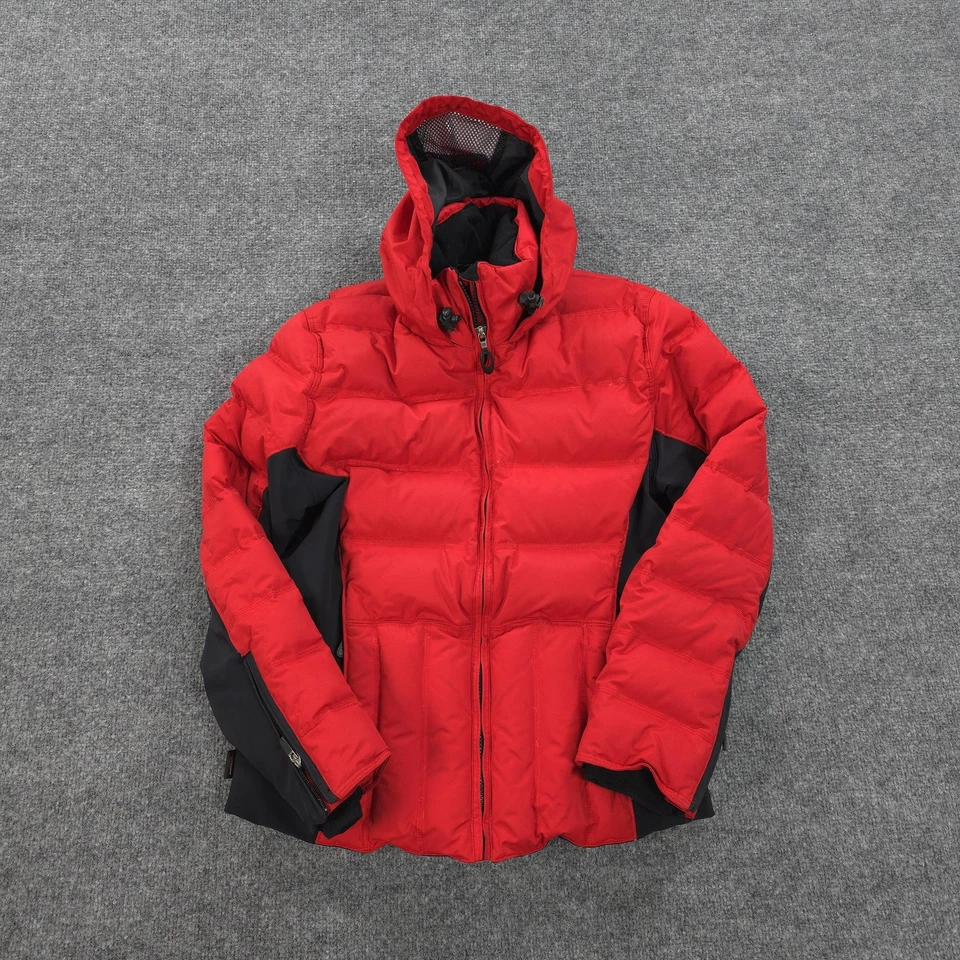 Chaqueta Obermeyer Mujer 10 Roja Negra Circuito Plumón de Ganso Con Capucha Esquí Nieve X4 Foto 1 de 4