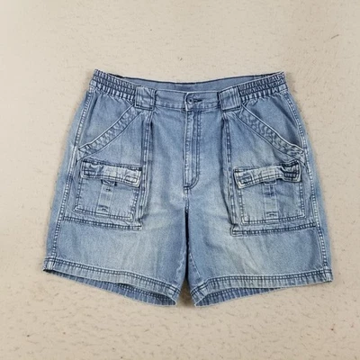 St. John's Bay 短裤男式 38 蓝色牛仔工装口袋弹性腰拉链门襟 — 第 1/4 张图片