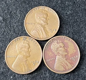 1938 D (3 Coins) Lincoln Wheat Pennies- Free Shipping - Picture 1 of 2