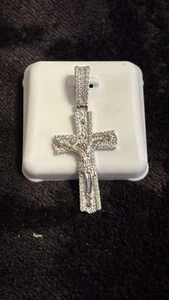 Silver Diamond Cross Pendant Necklace - Picture 1 of 5