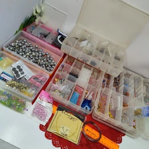 Lg Jewelry Making Lot - beads, wire wrapping, charms & Containers - Picture 1 of 12