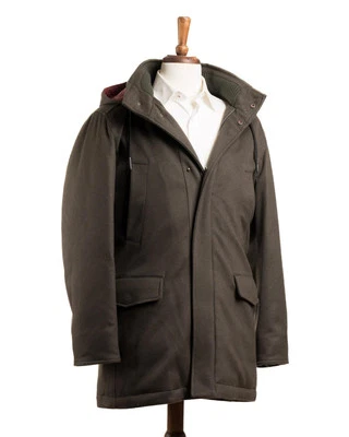 Kired by Kiton $6,200 NWT Green Cashmere Down Filled Parka Slim Coat (56 IT) XXL - Image 1 of 4