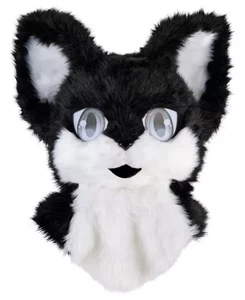 [01863356] Spirit Halloween Deluxe Black Furry Mascot Full Mask - Picture 1 of 4