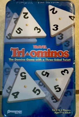 Travel Tri-Ominos Tile Game In Tin Pressman NEW Sealed - Image 1 of 4