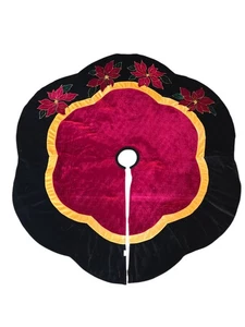 Rot Grün Gold Samt Weihnachtsstern Weihnachtsbaum Rock 48" - Bild 1 von 4