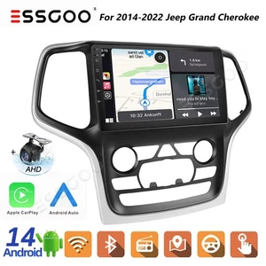 CARPLAY FOR 2014-2022 JEEP GRAND CHEROKEE ANDROID 14.0 CAR STEREO RADIO GPS +AHD - Picture 1 of 12