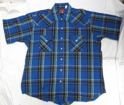 ELY PLAINS, SHORT SLEEVE MENS SHIRT, SIZE XL, WESTERN YOKE, PEARL SNAPS, #27 - Image 1 of 4
