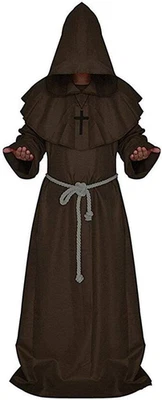 Friar Medieval Hooded Monk Renaissance Priest Robe Costume Cosplay - Image 1 of 4