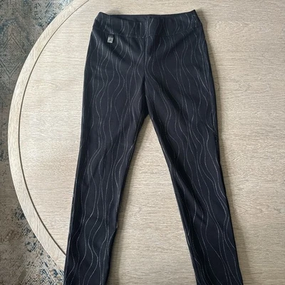 Joseph Ribkoff High Wasted Sparkly Black Leggings Size 12 Stretchy - Image 1 of 3