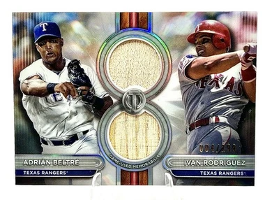 Adrian Beltre Ivan Rodriguez Dual Bat Relic /199 Texas Rangers HOFers Game Used - Image 1 of 2