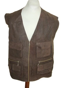 Biker Leder Weste ca. Gr  L  Braun Herren Jagd Taschen - Bild 1 von 6