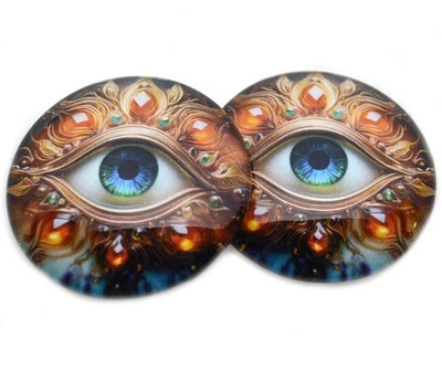Pair Bejeweled Sparkling Glass Eyes Jewelry Doll Taxidermy Flatback Cabochons - Image 1 of 4