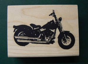 P20  Harley Motorcycle line art-Rubber stamp NEW 2.3 x1.5" - Picture 1 of 1