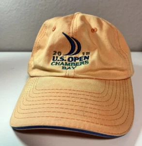 2015 US Open Chambers Bay Mütze USGA Mitglied Kappe orange Golf verstellbarer Riemen hinten - Bild 1 von 4