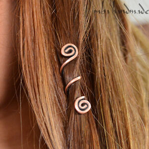 2 Spiral Antiqued Copper Viking Hair Beads Beard Jewelry Dreadlock Accessory