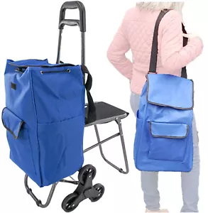 Klappbarer Treppenkletterwagen mit Sitz Tri Wheel Lebensmittelwagen wasserdichte Tasche - Bild 1 von 12
