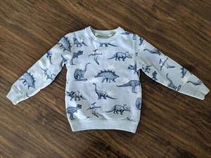 EUC Size 7 8 Mini Boden Dinosaurs Long Sleeve Boy Shirt Sweater Top Gray - Picture 1 of 4