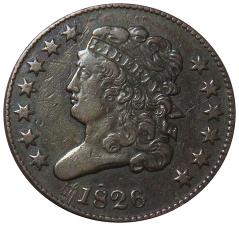 1826 UNITED STATES CLASSIC HEAD HALF CENT VF COIN Cover