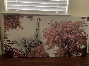 Large Wall Art Canvas Print Cherry Blossom Paris - Picture 1 of 1
