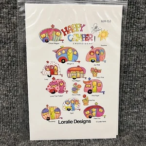 New Loralie Designs Happy Camper I Machine Embroidery CD 14 Designs 630-153 - Picture 1 of 4