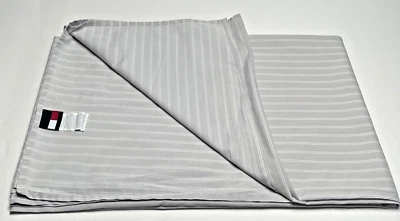 Sábana Tommy Hilfiger Doble Plana 100% Algodón Gris Blanco Pin Rayas Foto 1 de 4